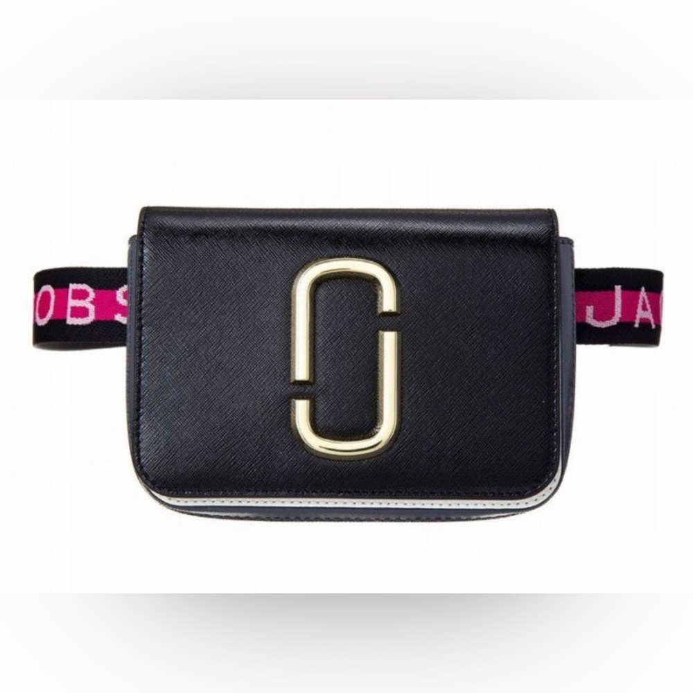 NWT Marc Jacobs Logo Strap Hip Shot bag Black Multi -Authentic M0014319-…